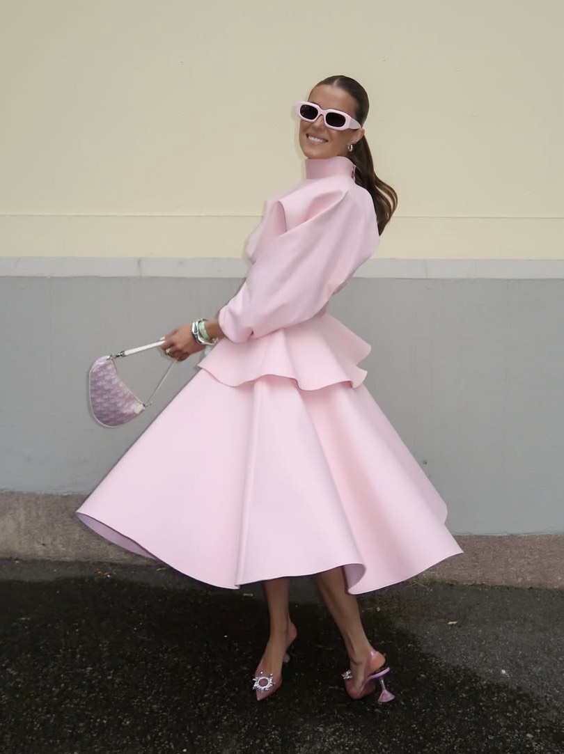 Powder pink fashion look