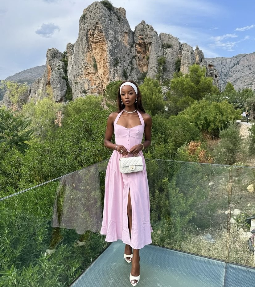 Powder pink street style