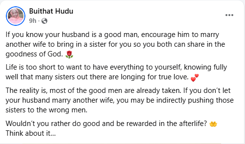 Supportive co-wives in polygamous marriage