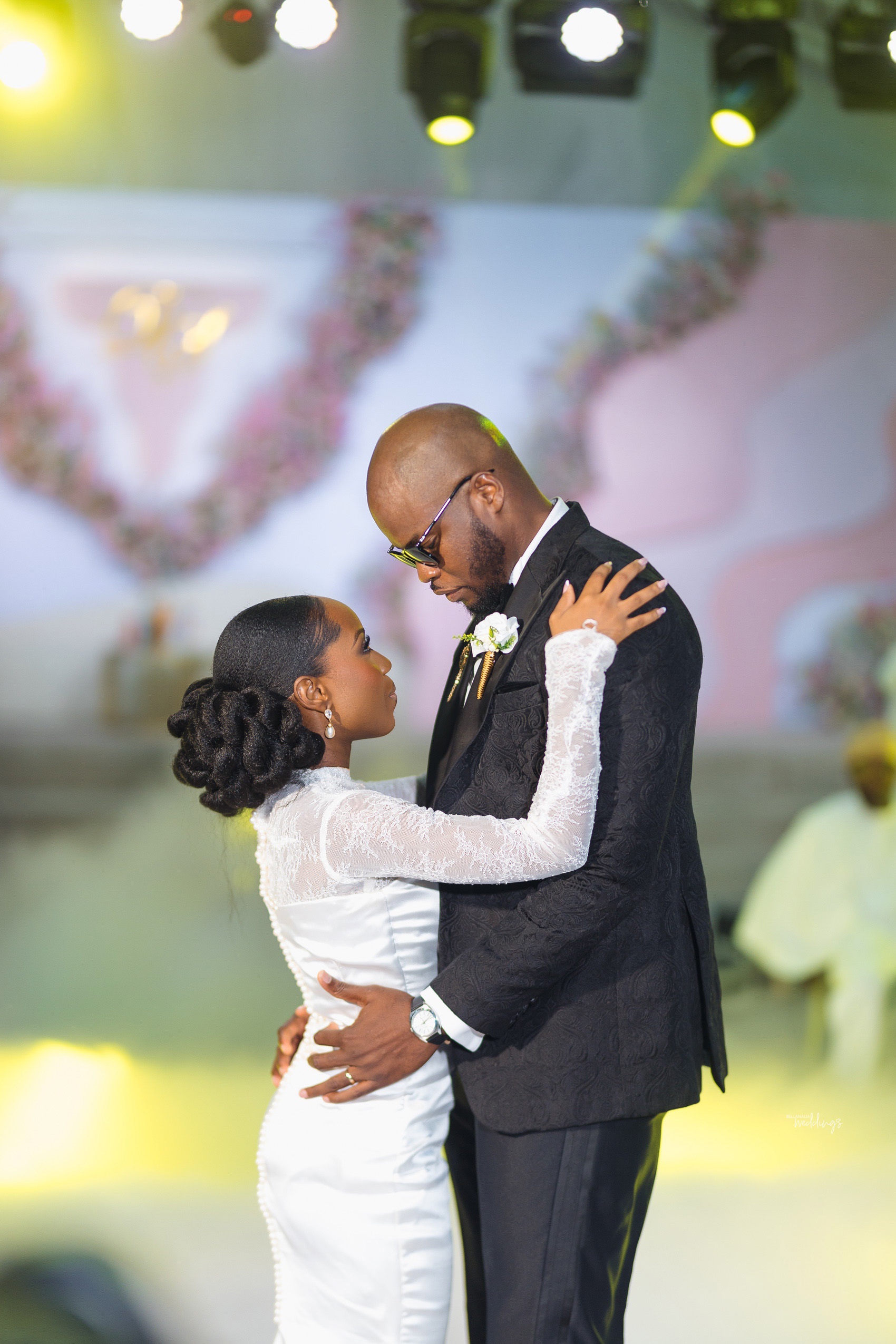 Couple exchanging vows in church