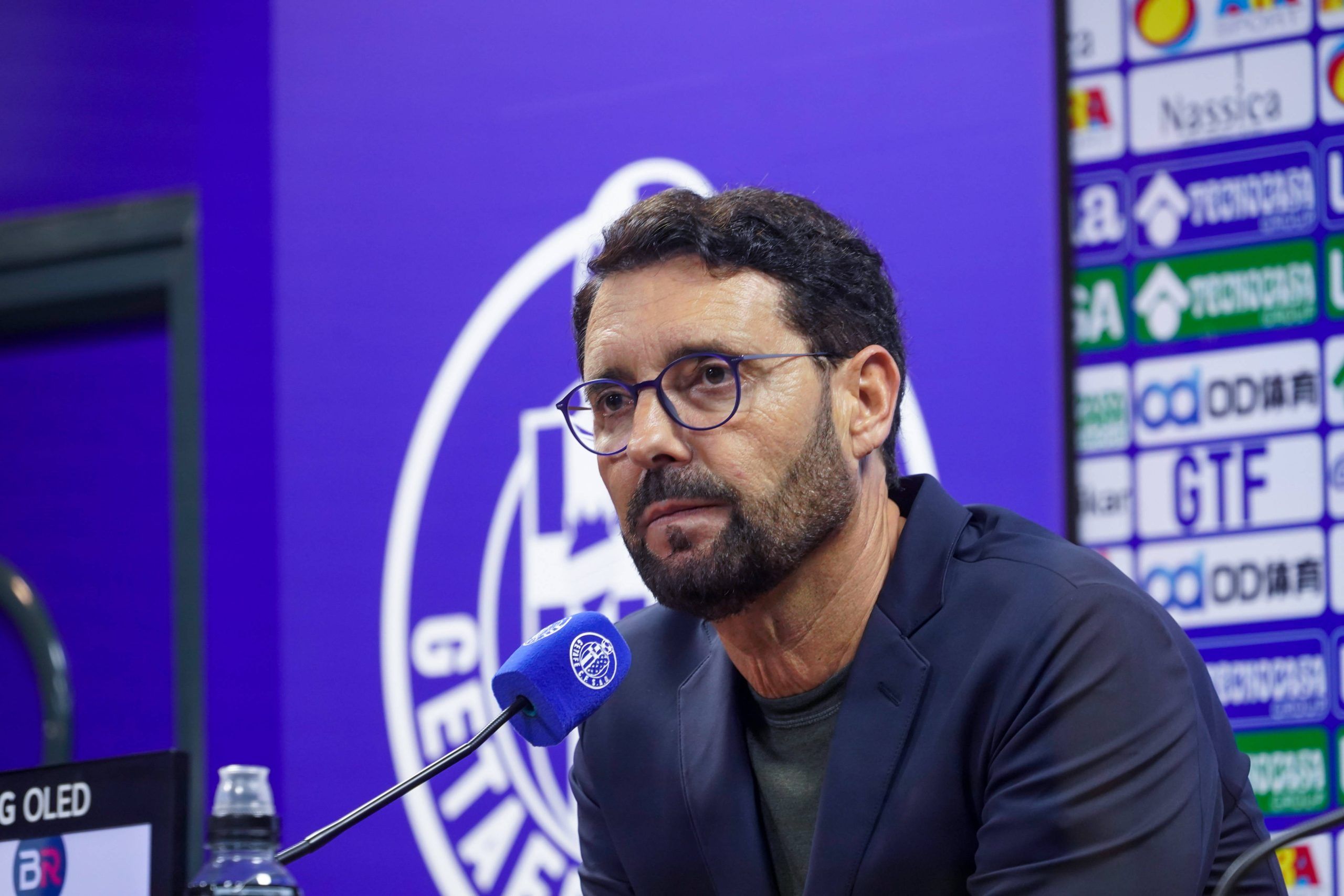 Getafe's head coach Jose Bordalas during the press conference