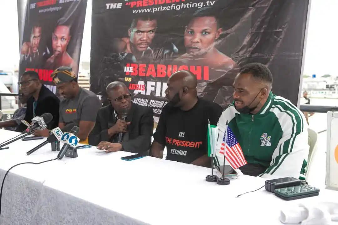 Ike Ibeabuchi and Idris Afinni at Lagos press conference (CREDIT: Fight Gist)