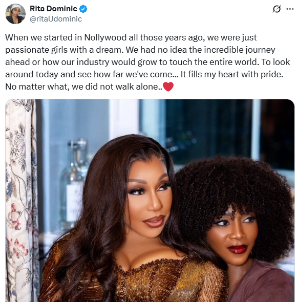 Rita Dominic and Genevieve Nnaji celebrating Nollywood success