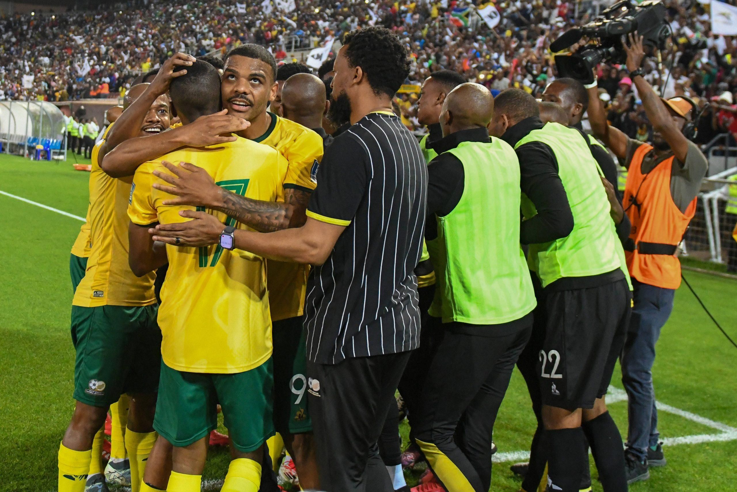 South Africa celebration during the Men FIFA World Cup, WM, Weltmeisterschaft, Fussball qualifiers between South Afria and Lesotho at Peter Mokaba Stadium