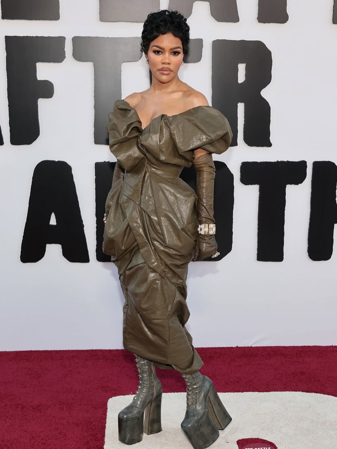 Teyana Taylor wearing Marc Jacobs at the 'One Battle After Another' premiere in Los Angeles
