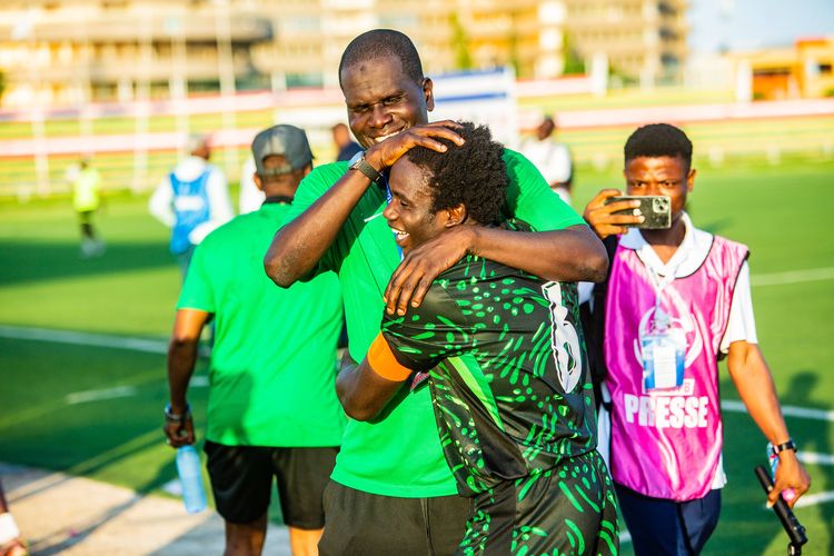 U20 AFCON: Nigeria Flying Eagles coach Aliyu Zubairu and captain Daniel Bameyi