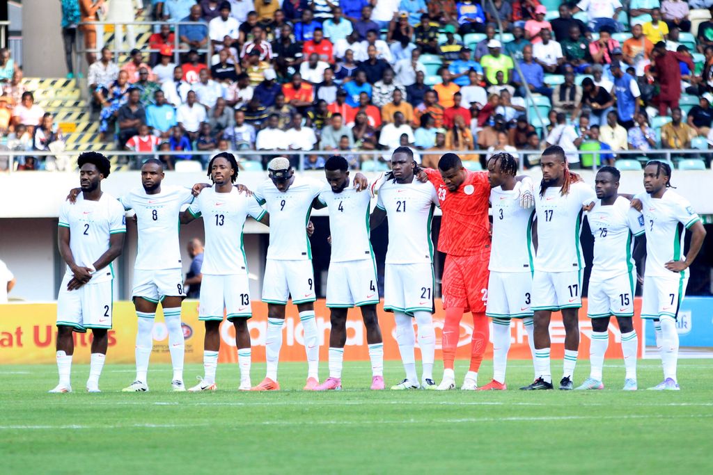 Nigeria during the 2026 FIFA World Cup qualifying match between the Super Eagles of Nigeria and the Amavubi of Rwanda at the Godswill Akpabio Stadium on September