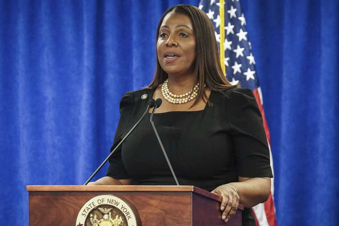 FILE - New York Attorney General Letitia James speaks, Feb. 16, 2024, in New York.