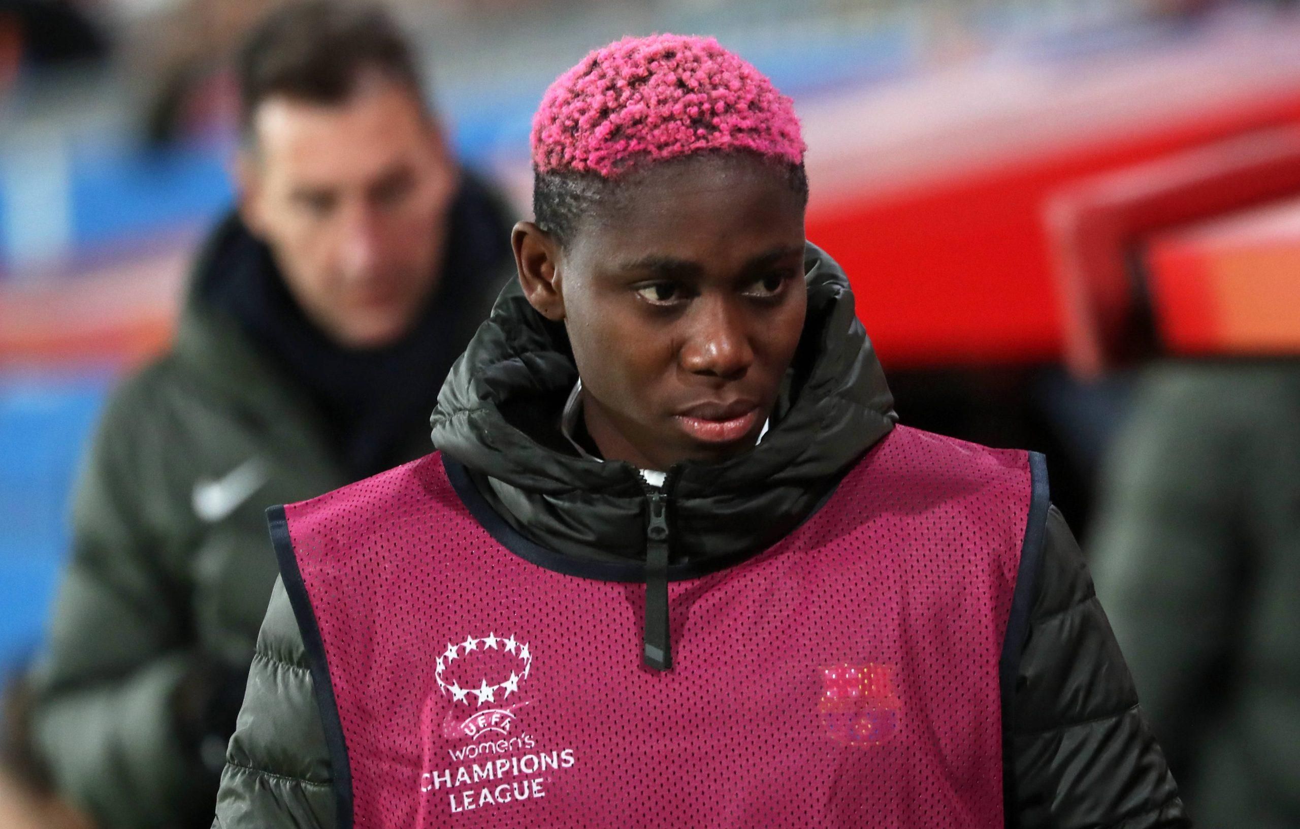 Super Falcons forward Asisat Oshoala in action for Barcelona Women