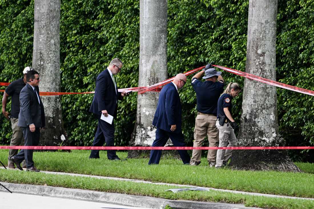 Law enforcement at the Trump International Golf Club crime scene in West Palm Beach, Fla., Sept. 16, 2024, following the attempted assassination.