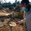 Margaret Larkin holds a piece of her Christmas decor from last year. Larkin lived on her block in Altadena, Calif. for 36 years. Her home burned down in the Eaton Fire.