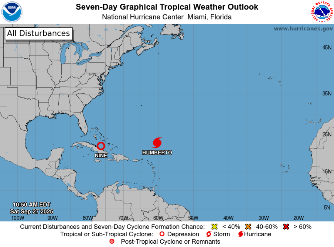 Hurricane Humberto currently poses no threat to the U.S.