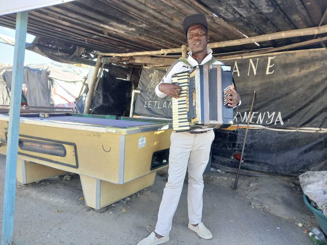 A famo musician performing on the streets of Maseru, Lesotho