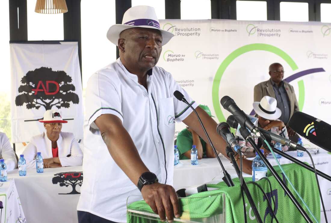 Lesotho's businessman-turned-politician Sam Matekane at a press conference