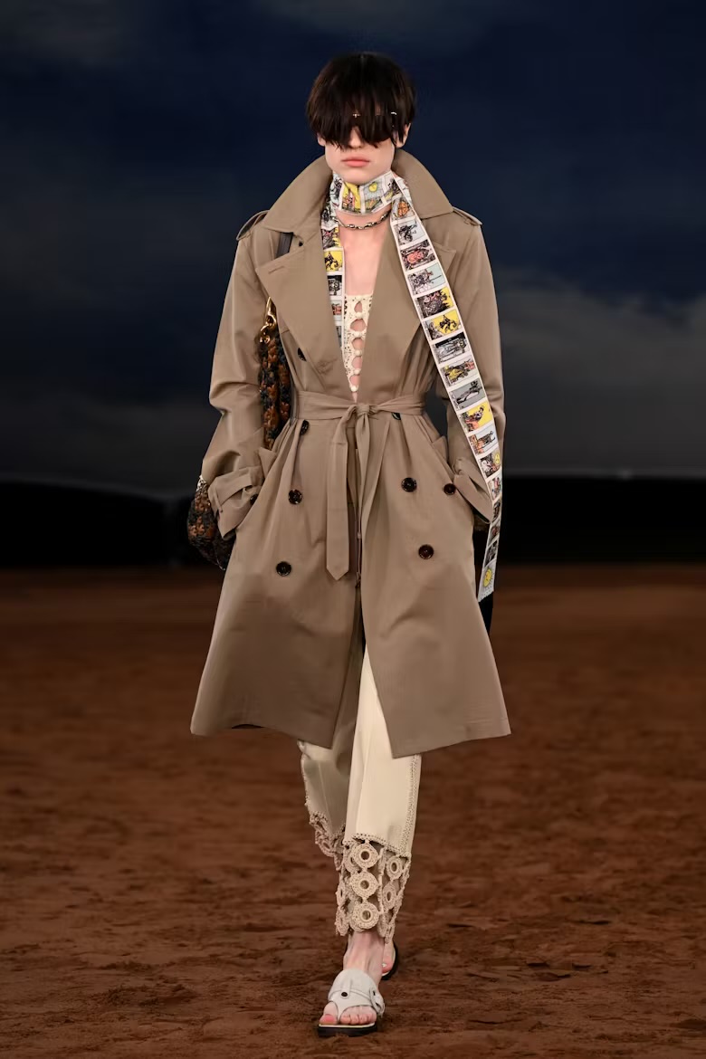 Model wearing sheer fabric trend at London Fashion Week SS26