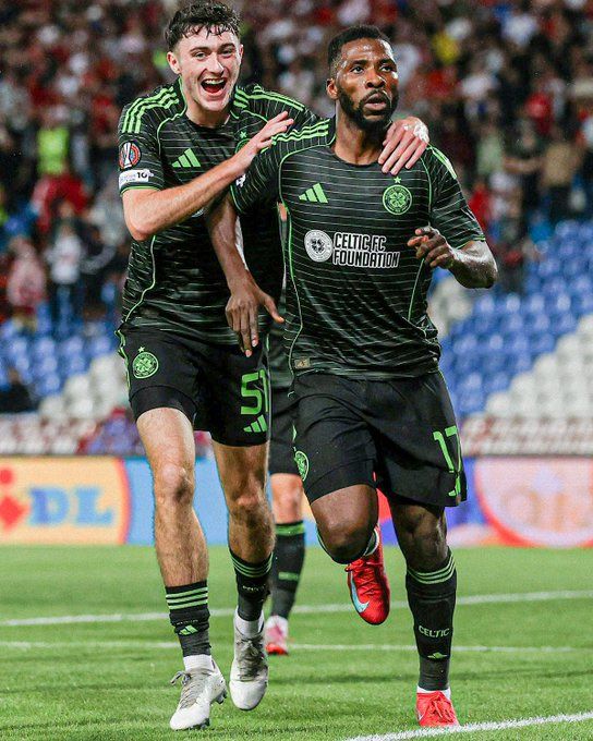 Kelechi Iheanacho celebrates after scoring against Red Star Belgrade in UEFA Europa League