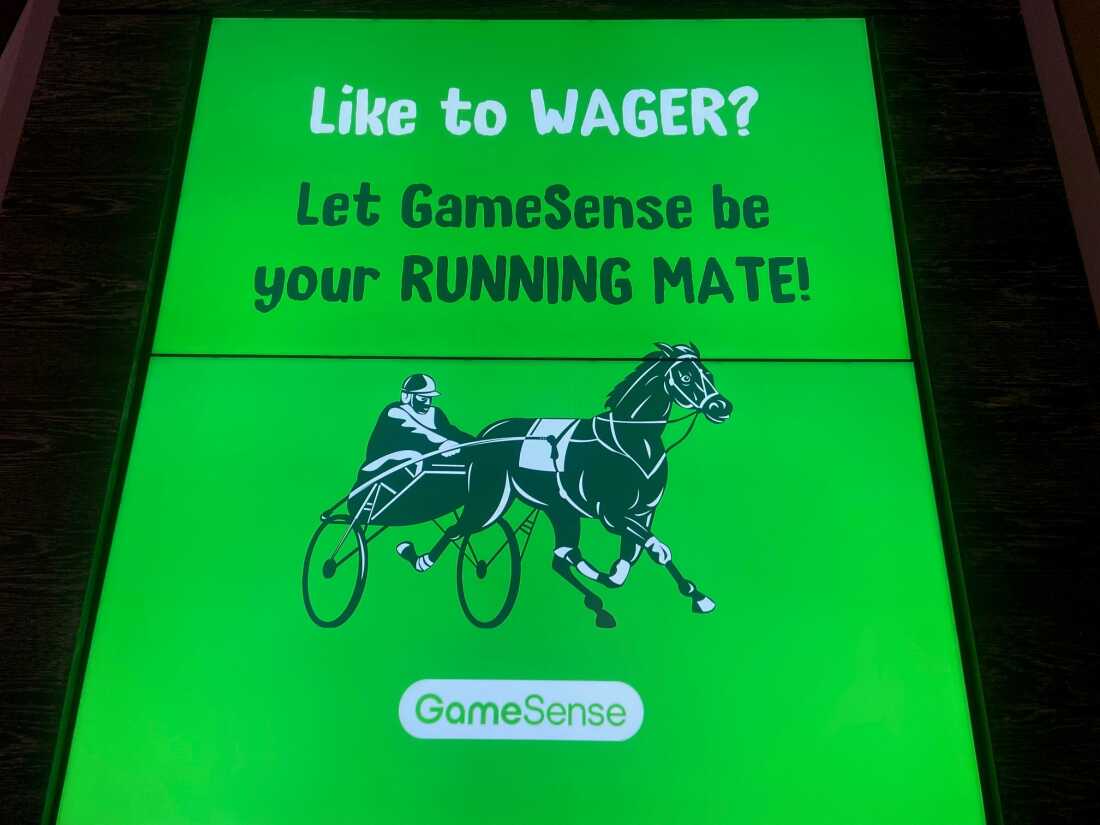 Digital GameSense advertisement displayed on a screen at MGM Springfield casino.
