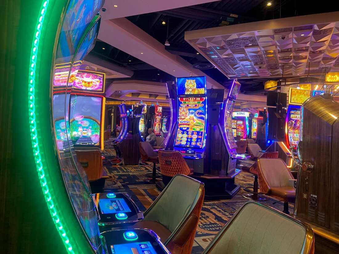 Overview of slot machines on the MGM Springfield casino floor.