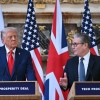 British Prime Minister Keir Starmer and U.S. President Donald Trump at a joint press conference in Aylesbury, England, Sept. 18, 2025.