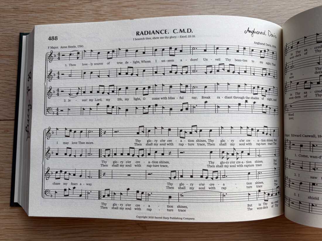 Page 488 of the new songbook featuring 'Radiance' by Angharad Davis.