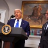 President Trump with NIH Director Jay Bhattacharya and HHS Secretary Robert F. Kennedy Jr. discussing prescription drug cost reduction