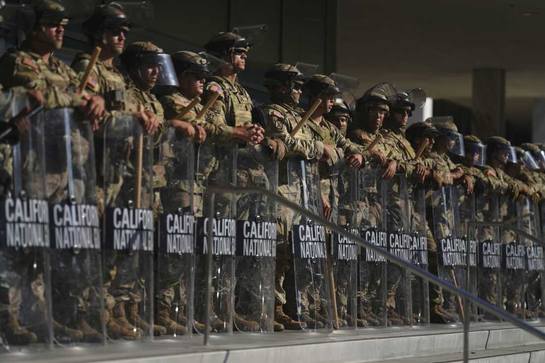 California National Guard stationed at the Federal Building in downtown Los Angeles, June 10, 2025.