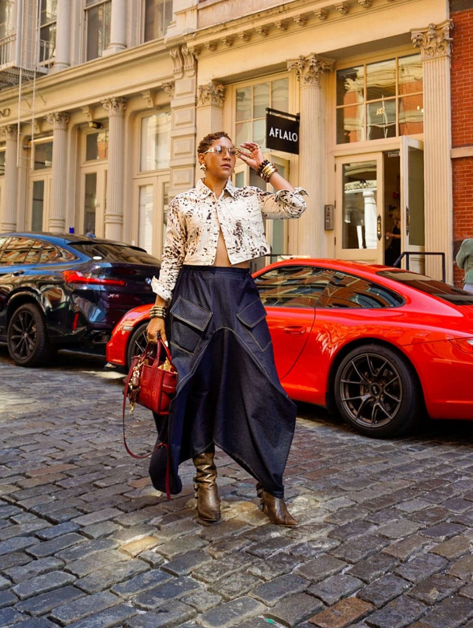 maxi cargo skirt outfit