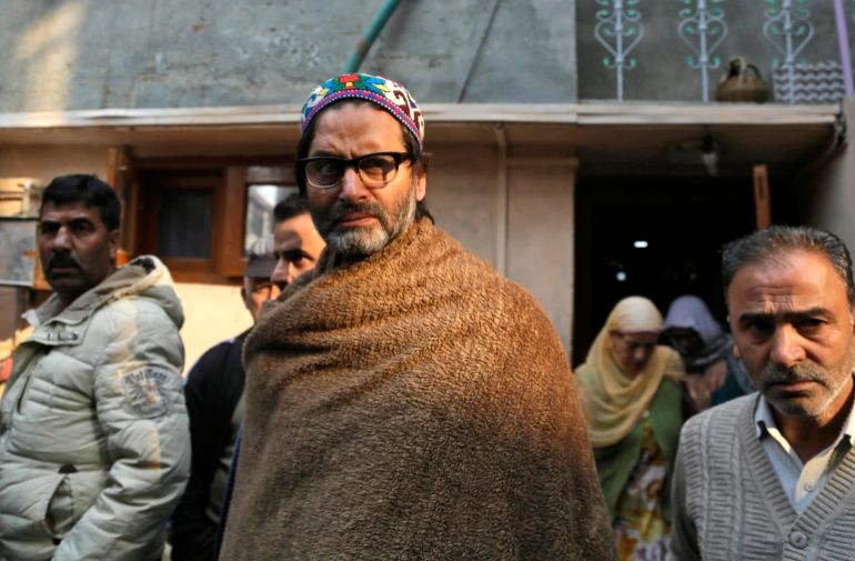 JKLF Chairman Yasin Malik after detention in Srinagar, 2016