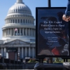 News crew filming near Capitol Visitor Center closed due to government shutdown, October 1.