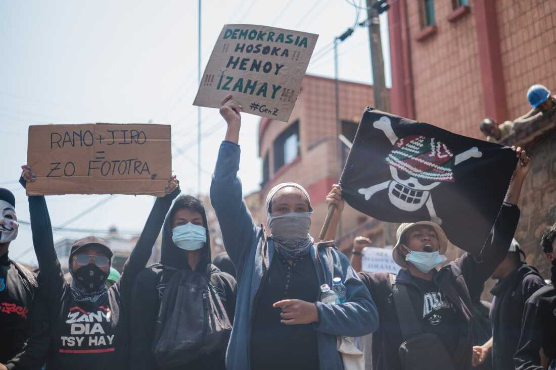 Protesters in Madagascar on September 25.