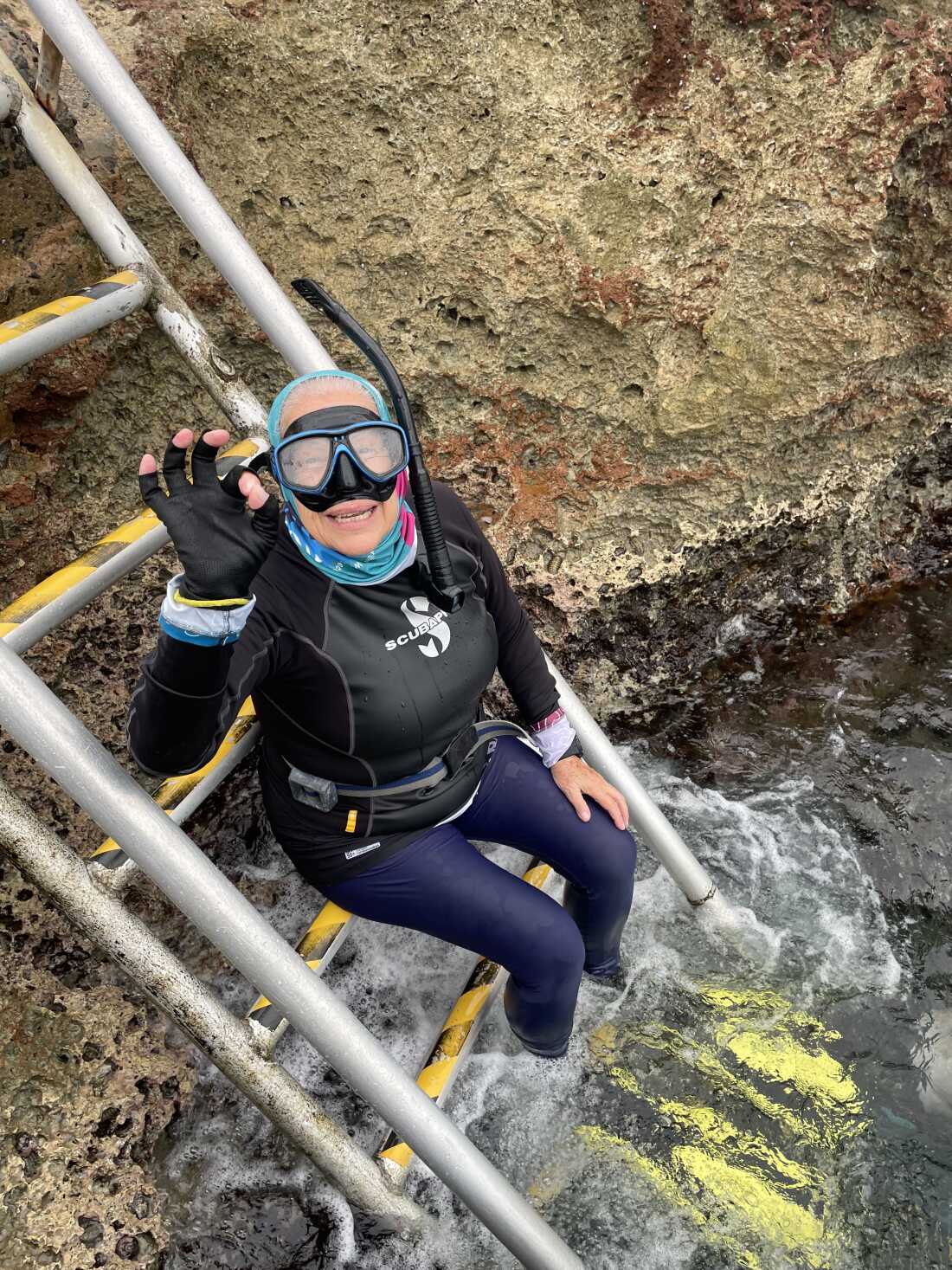 Elvira Alvarado, in the Caribbean Sea off the Colombian island of San Andrés. At 70, the marine biologist is still diving, researching and training a new generation of scientists.