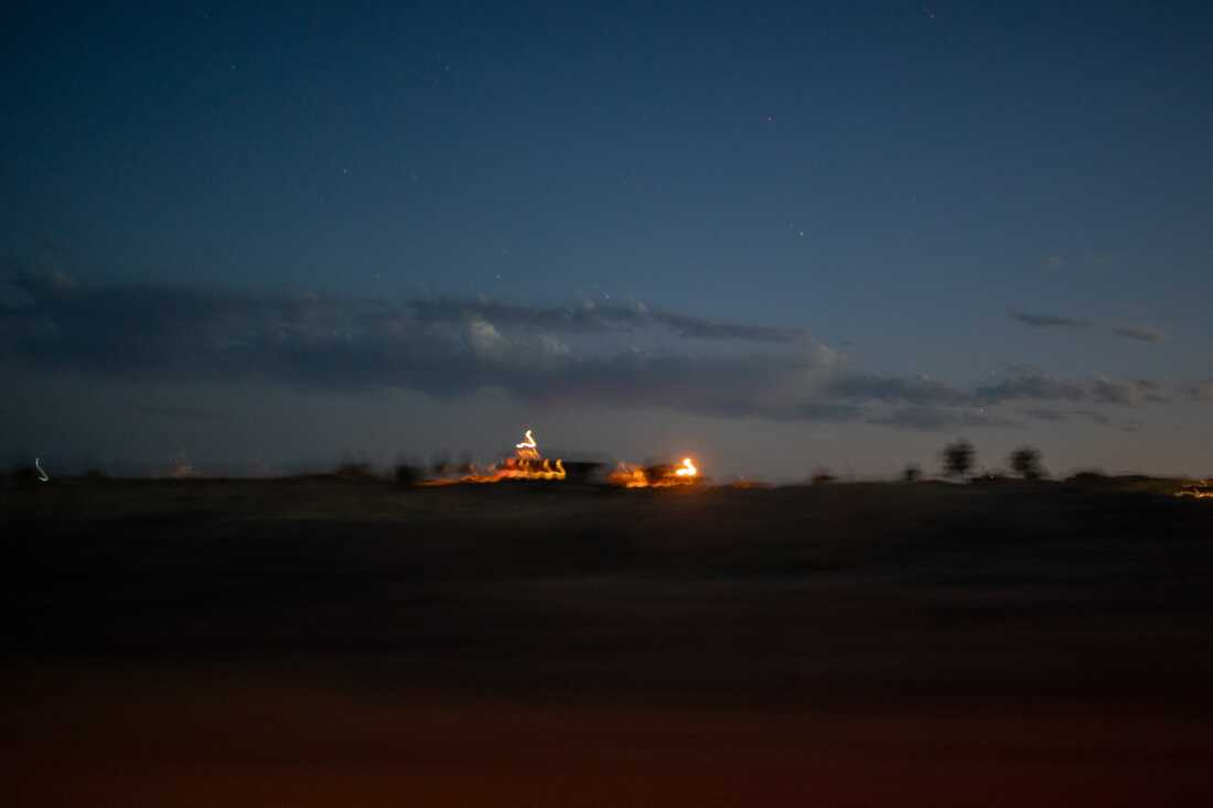 Night sky with distant lights over the Hopi Reservation