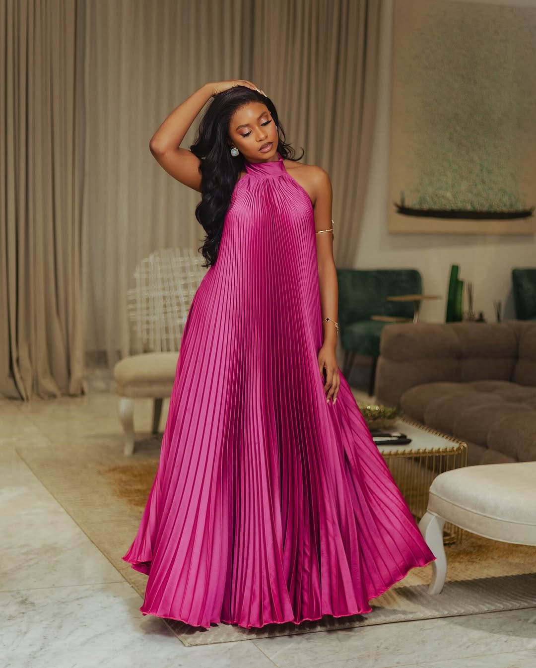 halter neckline rehearsal dinner dress