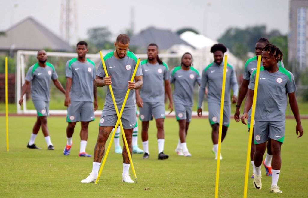 William Troost-Ekong and Samuel Chukwueze during Super Eagles training