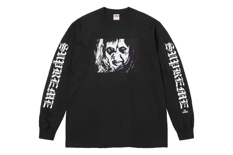 Supreme Fall 2025 Tee referencing Rosemary's Baby with eerie imagery and gothic text on the back.