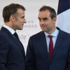Then French Defense Minister Sébastien Lecornu and President Emmanuel Macron converse after a presidential address to army leaders in Paris