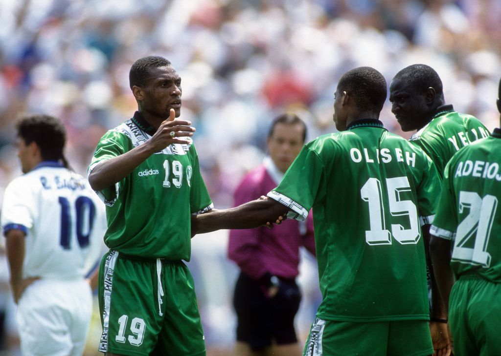 Michael Emenalo, Sunday Oliseh playing for the Super Eagles of Nigeria during the 1994 FIFA World Cup