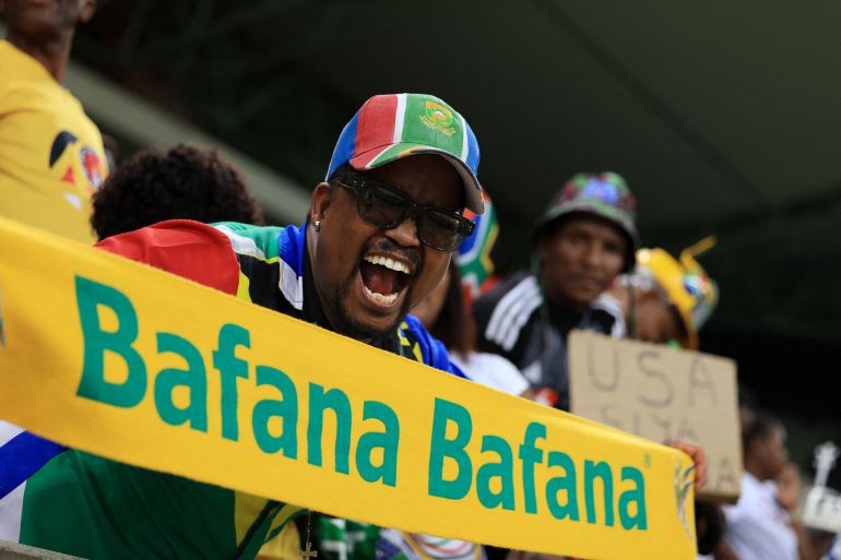 South Africa fan holding Bafana Bafana scarf