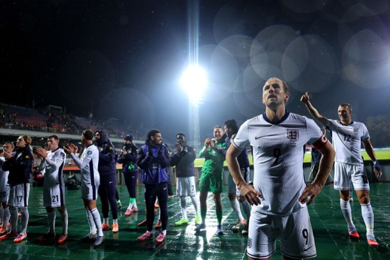 Harry Kane celebrates England's qualification