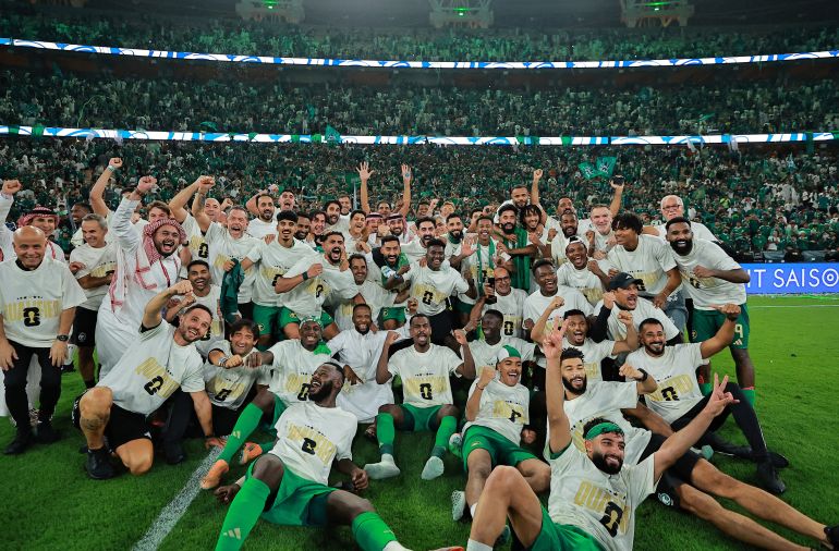 Saudi Arabia players celebrate World Cup qualification