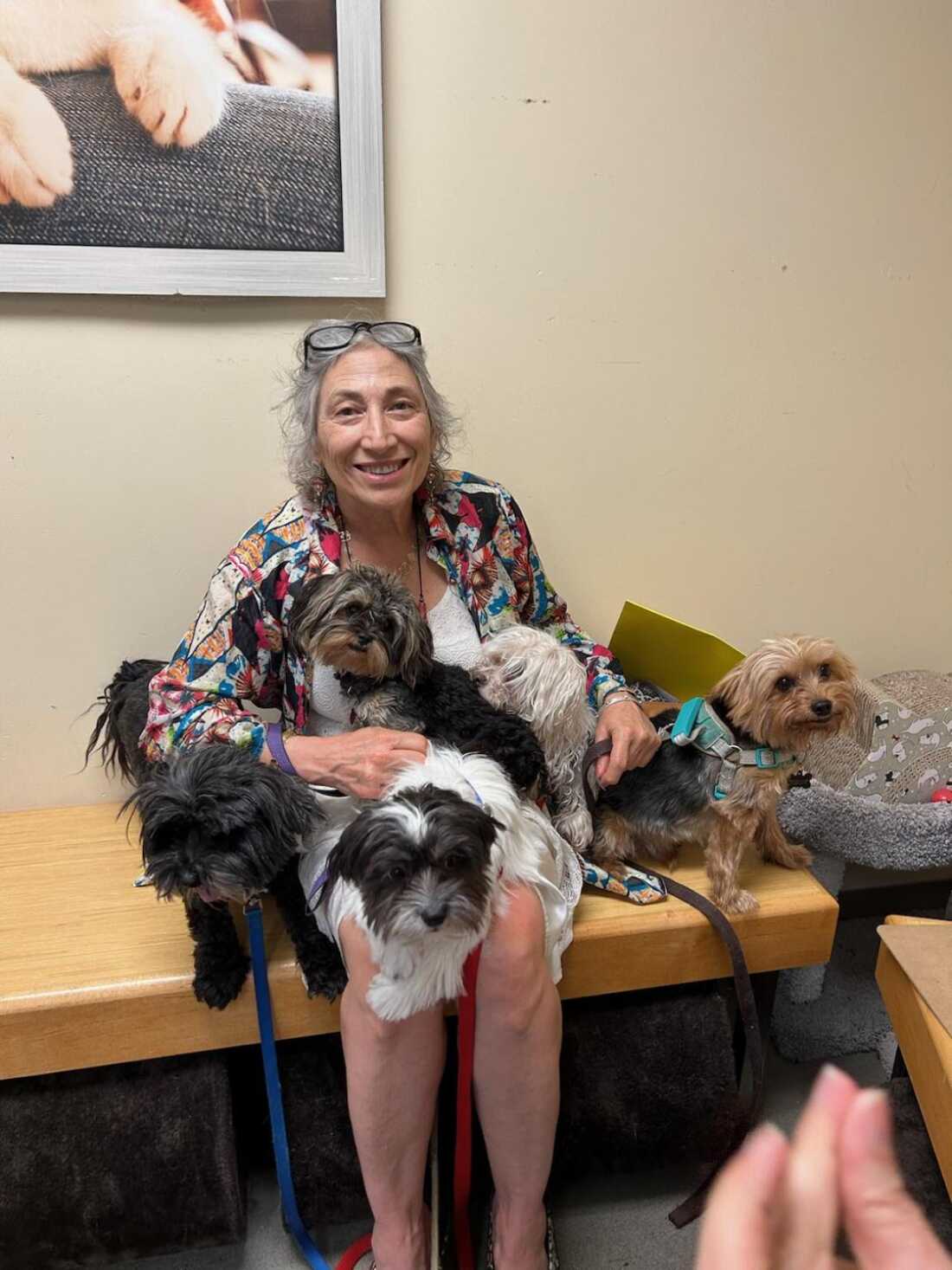 Dr. Banu Symington smiling with her dogs