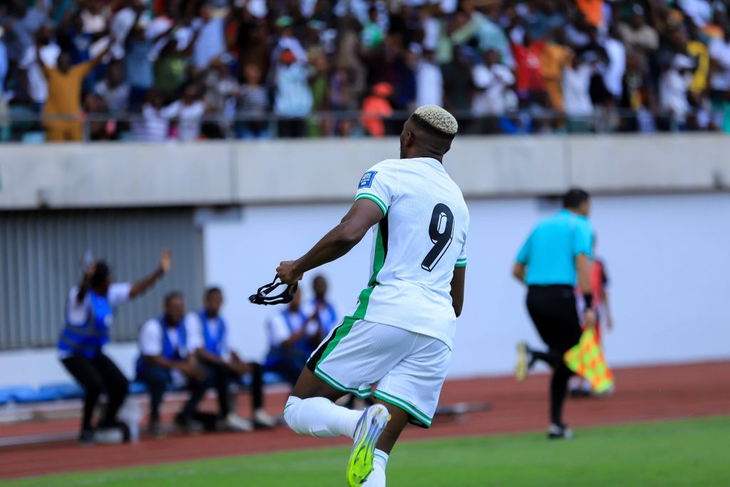 Victor Osimhen of Nigeria during the 2026 FIFA World Cup qualifier match between Super Eagles of Nigeria and Benin Republic at Godwill Akpabio Stadium on October 14, 2025 in Uyo, Nigeria