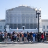 Supporters rallying for minority voting rights outside the U.S. Supreme Court in Washington, D.C.