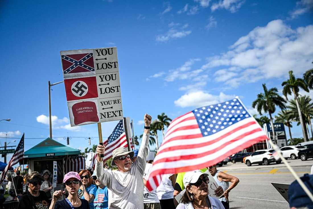 Participants at the 'No Kings' national protest in West Palm Beach, Fla. on Oct. 18, 2025.
