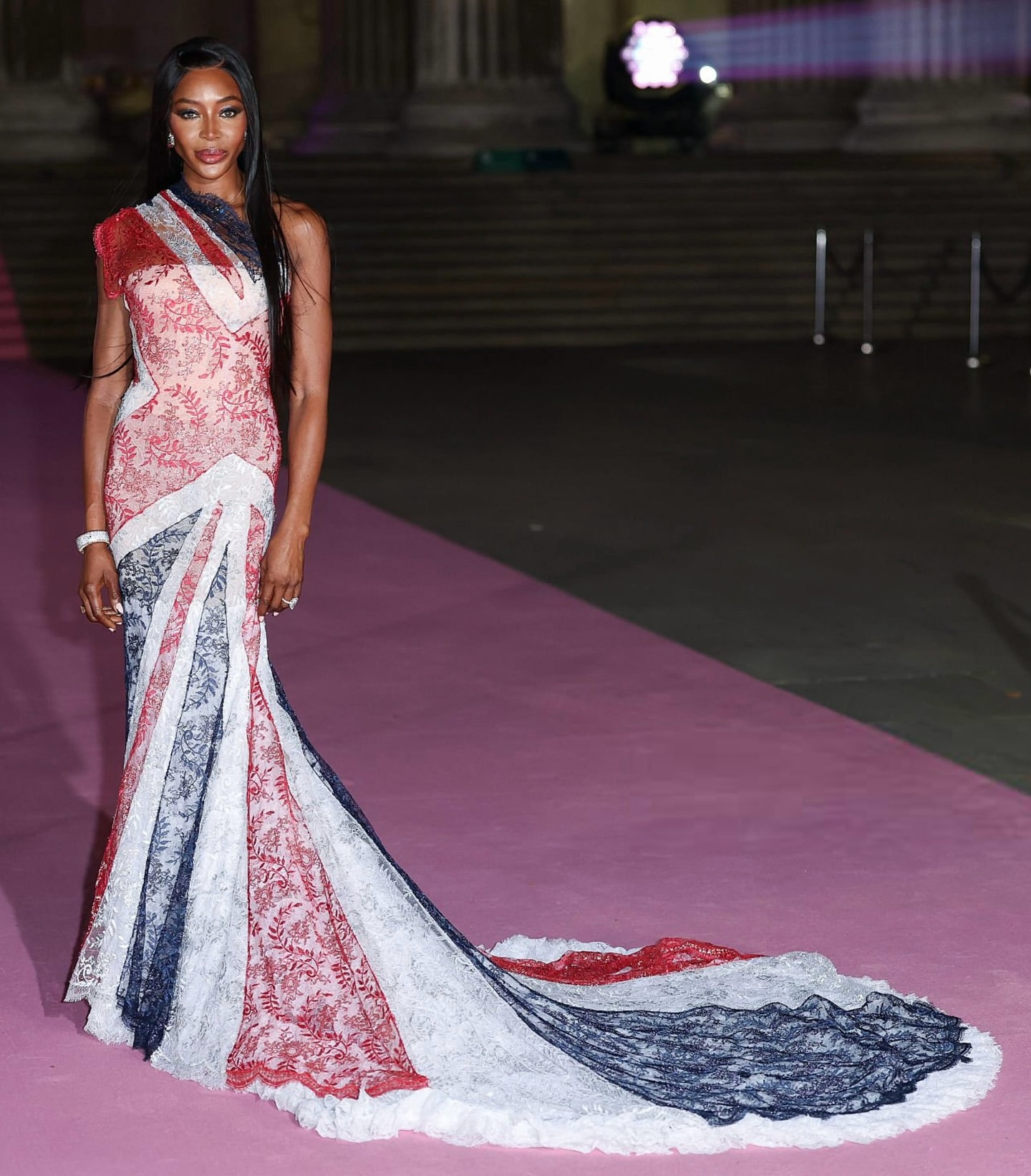 Naomi Campbell stuns in a Givenchy gown designed by Alexander McQueen at the British Museum Gala