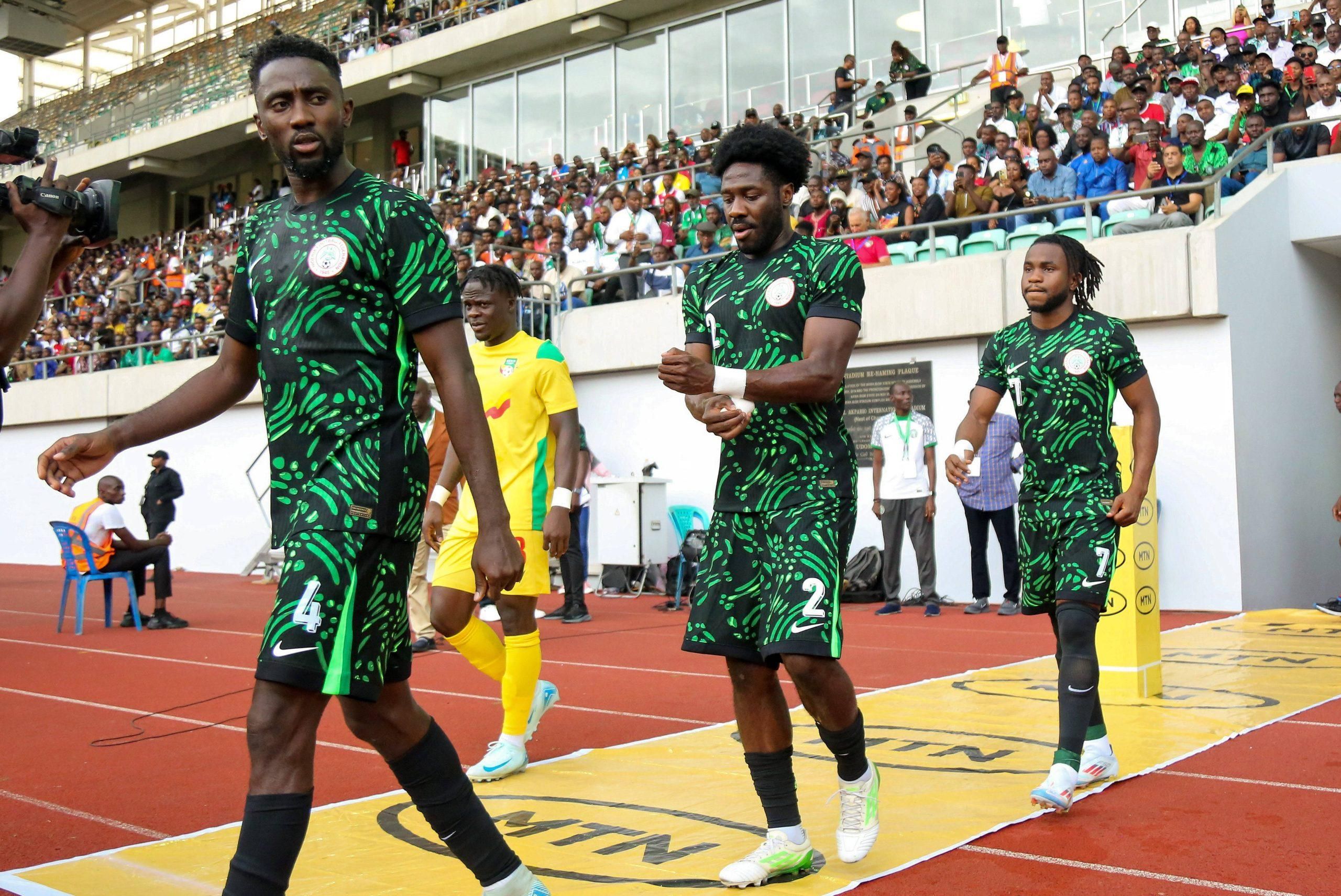 Ola Aina, Wilfred Ndidi and Ademola Lookman during Nigeria vs Benin AFCON qualifier