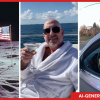 AI-generated video screenshots include scenes like a historic moon landing, a reporter on a boat, and a dog behind the wheel of a car.