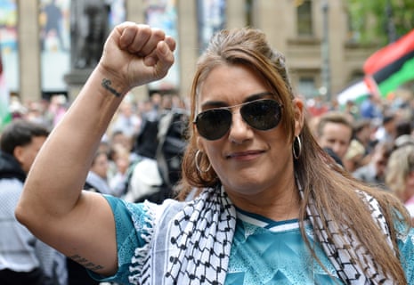 Senator Lidia Thorpe at a rally for Gaza in Melbourne on 12 October.