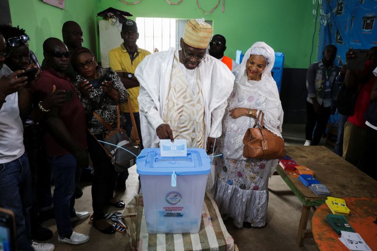 Presidential candidate Issa Tchiroma Bakary casts his vote on the day of Cameroon's presidential election at a polling station in Garoua