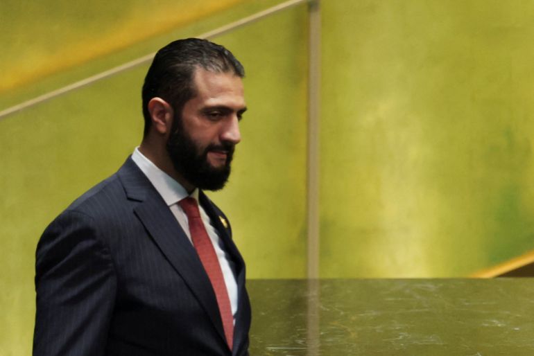 Syrian President Ahmed al-Sharaa addressing the UN General Assembly